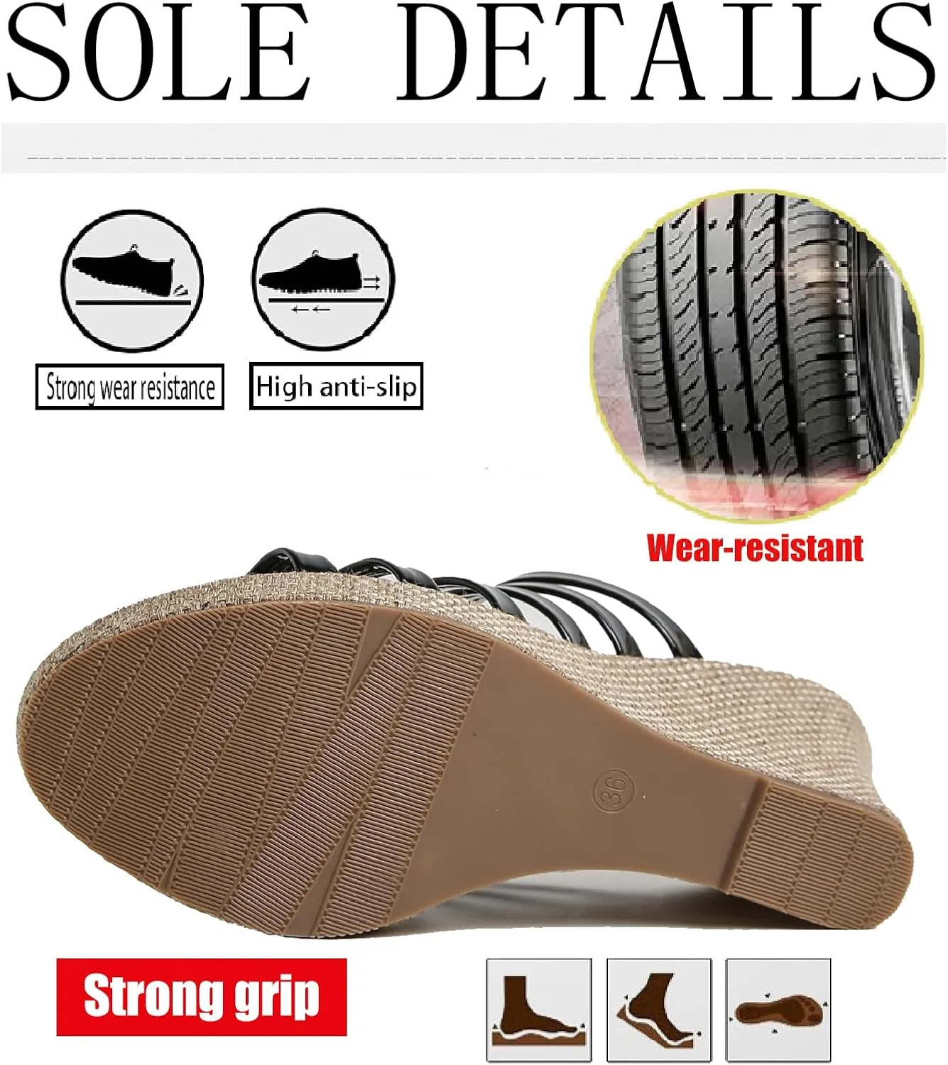 Women's Leather Weave Espadrille Wedge Sandals Fashion Strappy Comfortable Open Round Toe Slip On Platform Slides Summer Outdoor Beach Party Dress Slippers