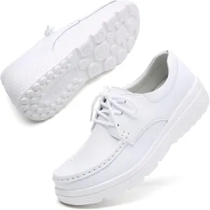 Women's Lightweight Nursing Shoes Comfortable Leather Loafers