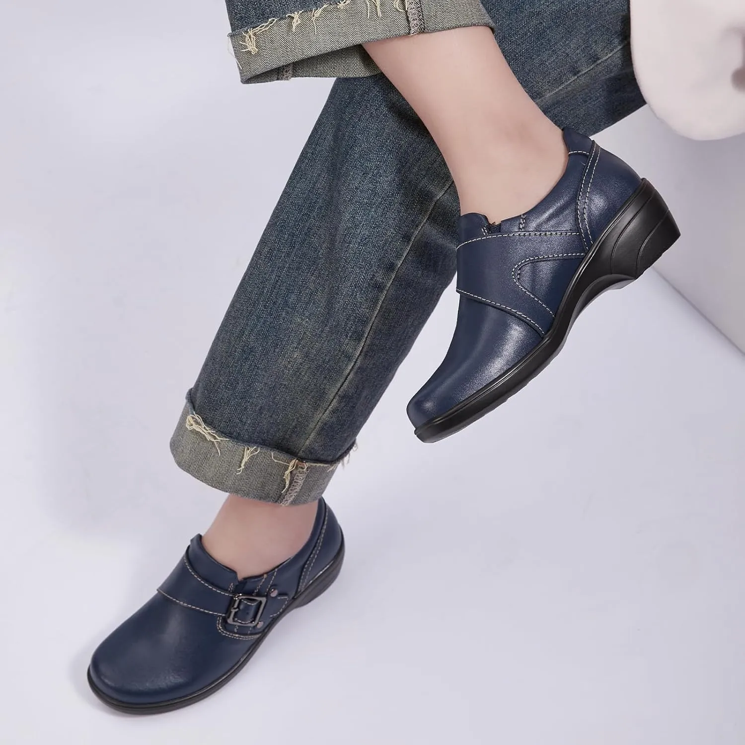 Women's Loafer Comfort Leather Slip On Loafers Business Office Casual Dressy Shoe