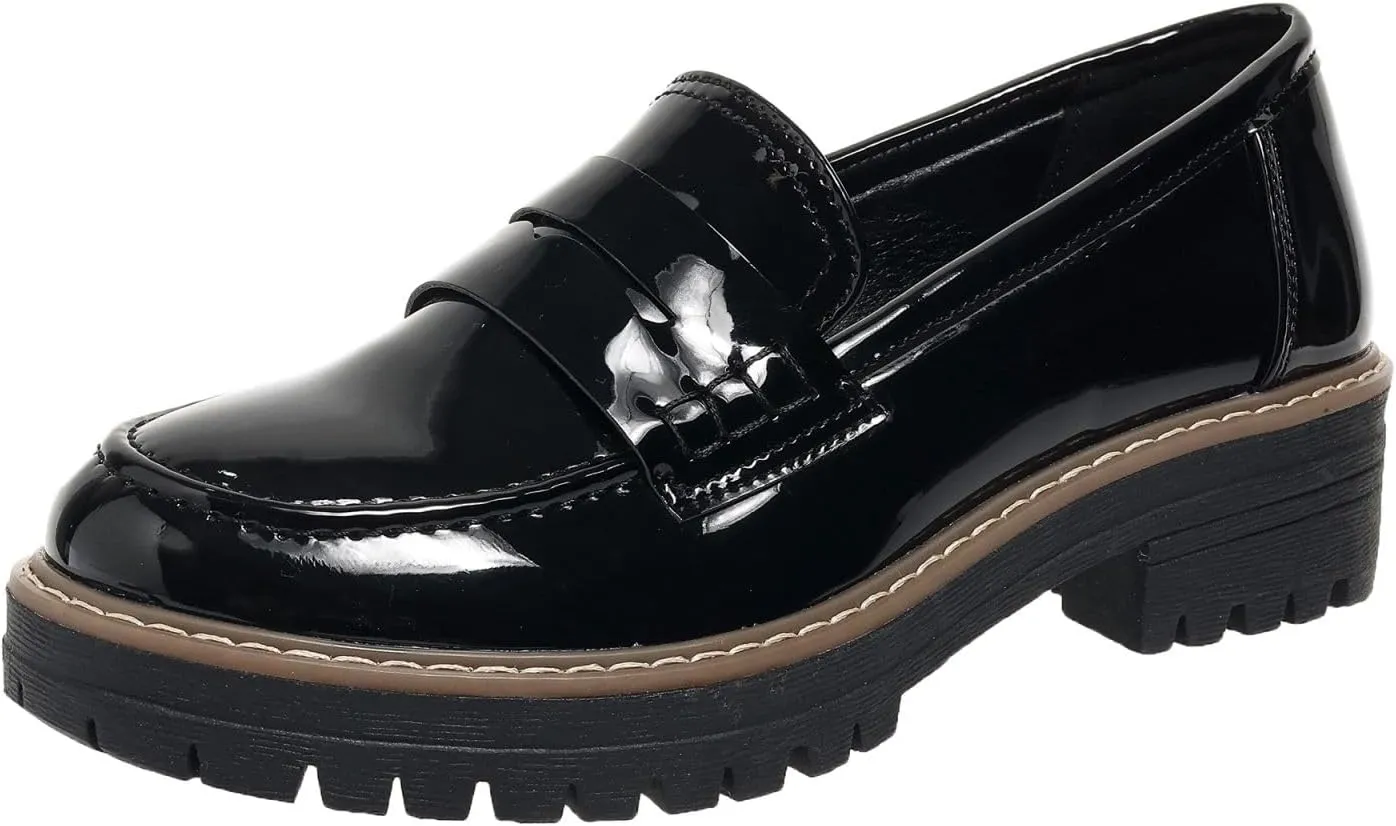 Womens Loafers Comfortable Platform Penny Loafer Chunky Heel Business Casual Dress Shoes 2024 Fashion Patent Leather Women's Loafers & Slip-ons