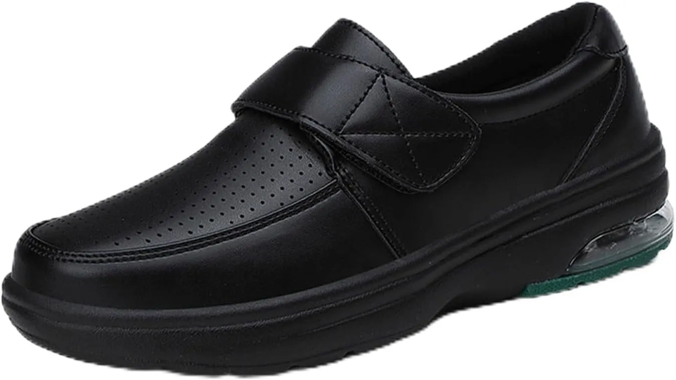 Womens Mesh Breathable Comfortable Working Adjustable Leather Nurse Shoes, Casual Air Cushion Slip Resistant Hospital Work Moccasin, for Hospital Nurse, Doctors