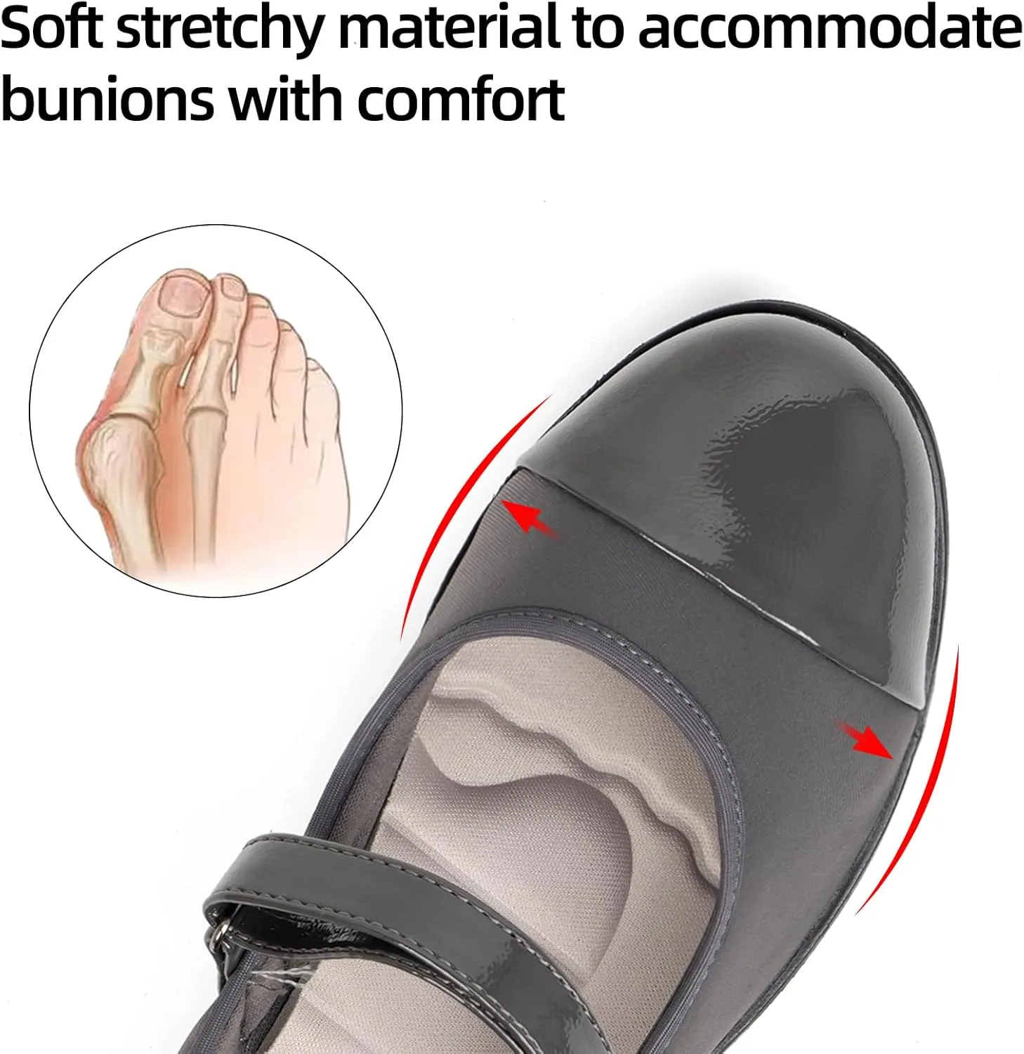 Women’s Orthopedic Mary Jane Flats Round Toe Comfortable Bunions Walking Shoes Dressy Orthotic Work Shoes with Arch Support