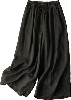 Womens Oversized Loose Linen Pant Trendy Plus Size Daily Office Relax Palazzo Trouser High Waist Wide Leg Casual Pant