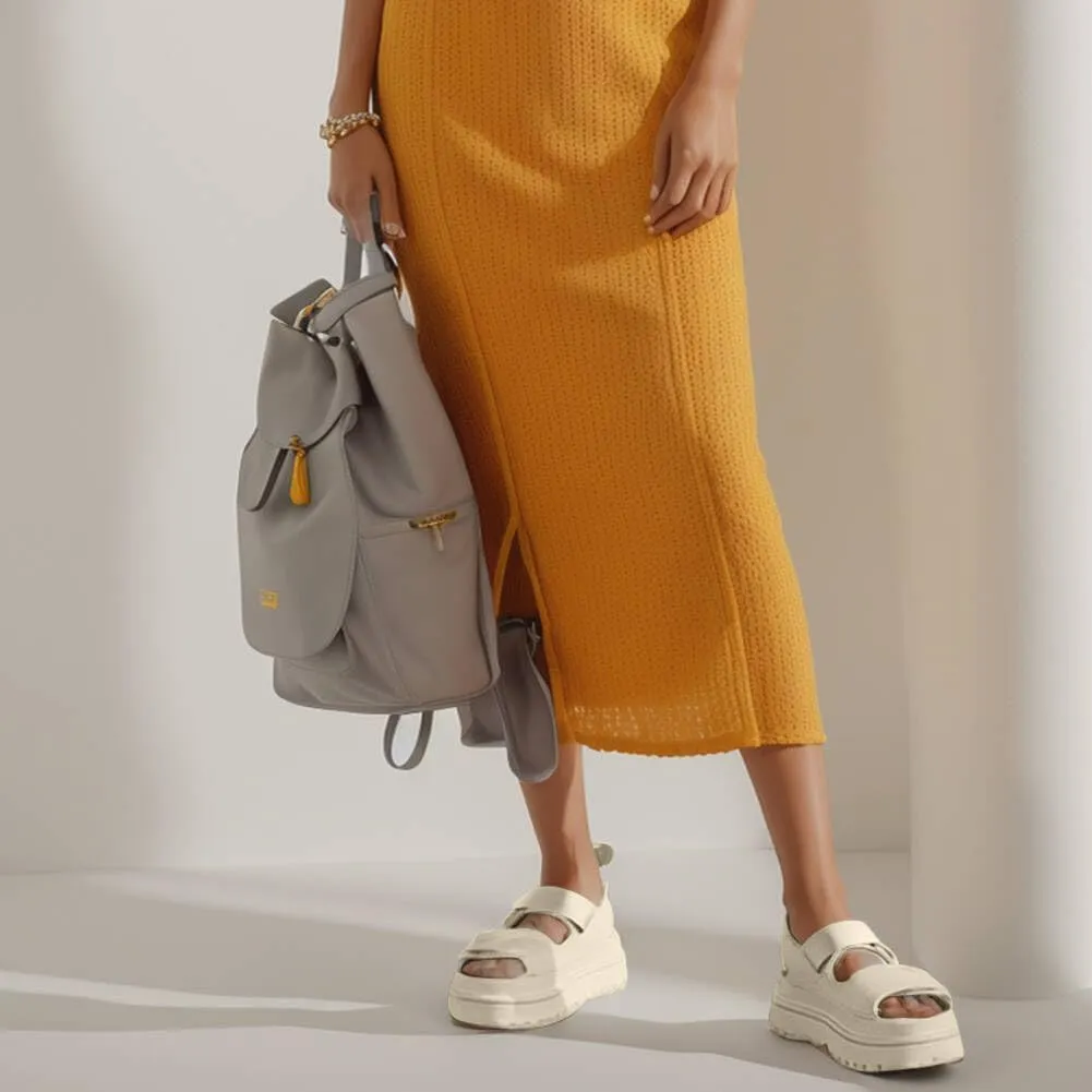 Womens Platform Sandals Flat Sandals Women Sandals with Back Strap Summer Footbed Sandals Adjustable Leather Slip On