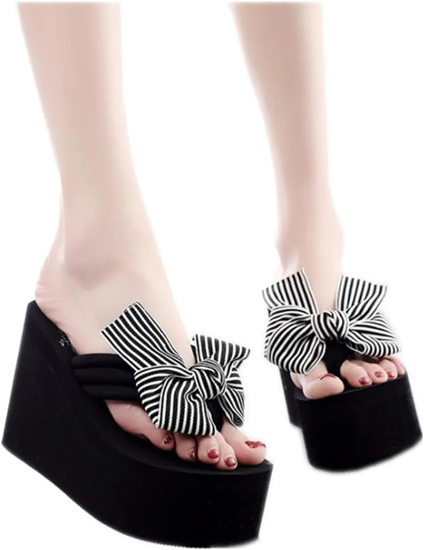 Womens Platform Wedge Flip Flops Chunky High Heel Sandals Summer Beach Thong Heeled Sandal Slippers for Women