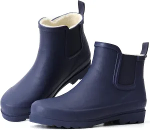 Women's Rain Boots with Plush Lining Chelsea Boots Women Snow Boots for Women Lightweight Rubber Boots Ankle Rain Boots Non-slip Waterproof Outdoor Work Shoes, Winter, Fishing, Gardening