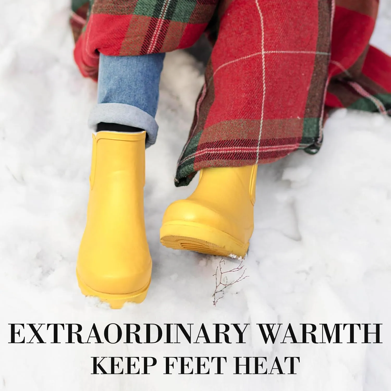 Women's Rain Boots with Plush Lining Chelsea Boots Women Snow Boots for Women Lightweight Rubber Boots Ankle Rain Boots Non-slip Waterproof Outdoor Work Shoes, Winter, Fishing, Gardening