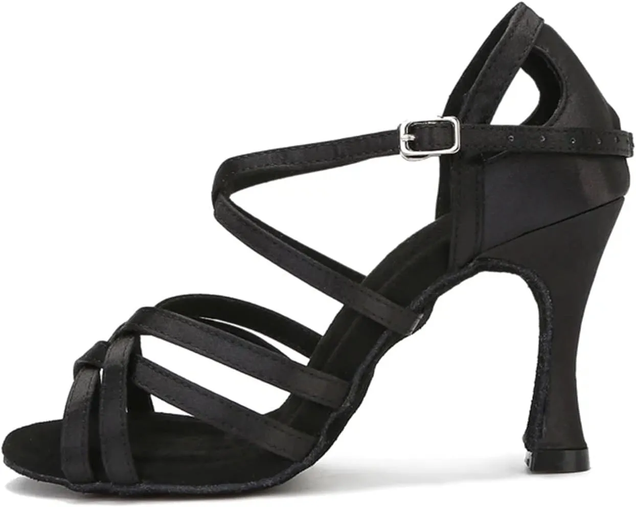 Women's Silk Satin Latin Dance Shoes - Tango Ballroom Wear-Resistant Sneakers, 10CM/3.9Inch Heel Height