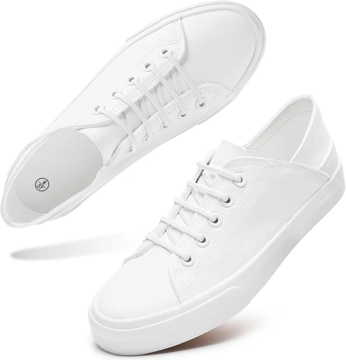 Women's Slip on Shoes PU Leather Slip on Sneaker Fashion White Tennis Shoes Low Top Black Casual Shoes