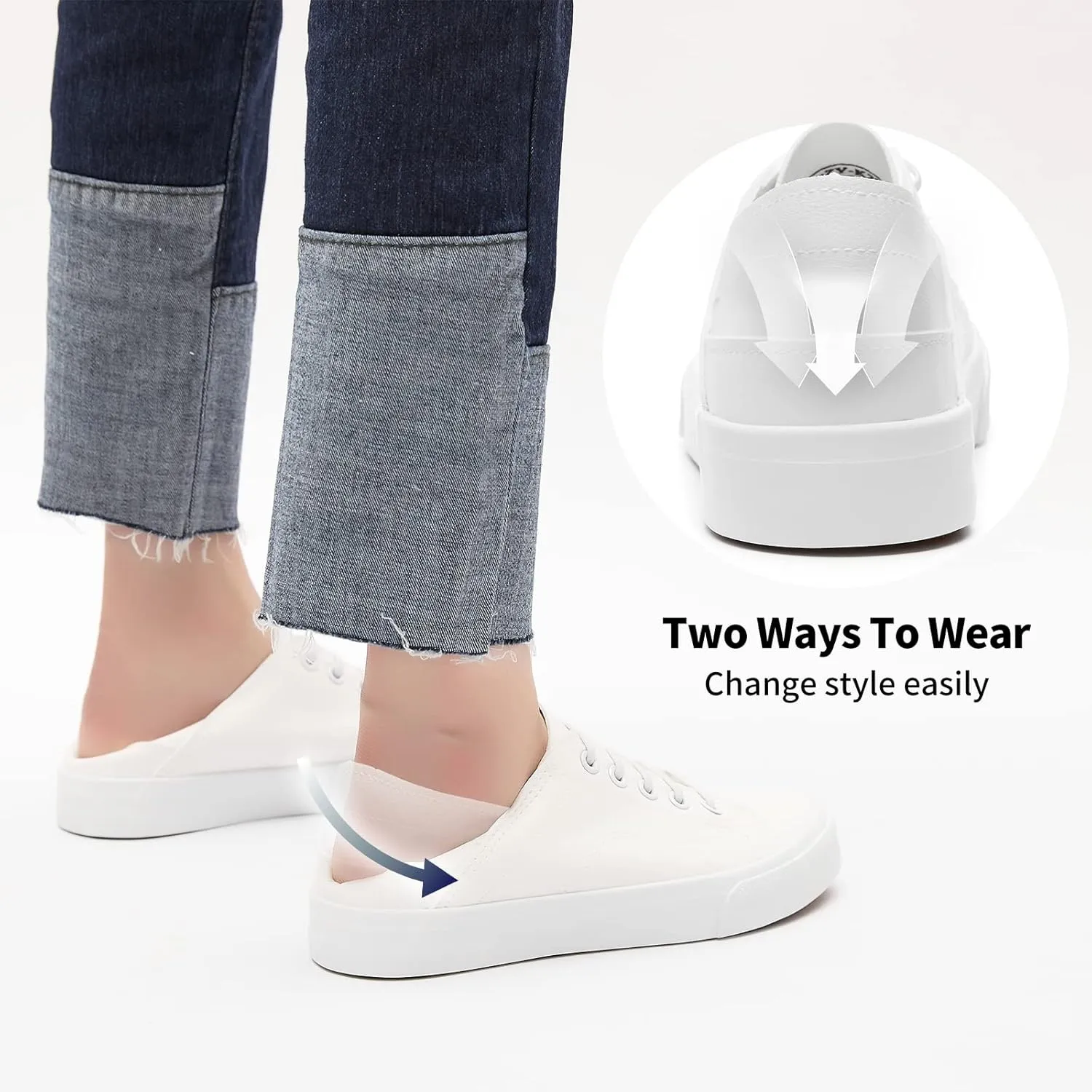 Women's Slip on Shoes PU Leather Slip on Sneaker Fashion White Tennis Shoes Low Top Black Casual Shoes