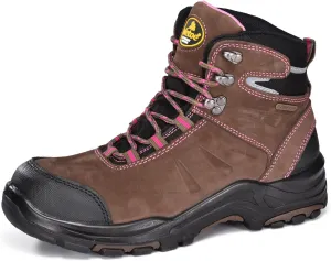 Women's Steel Toe Boots Waterproof Cow Leather Lightweight Work Boots for Women Fire Safety Boots Non Slip Puncture Resistant