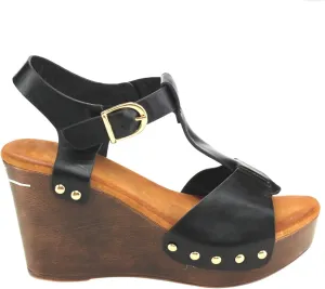 Women's Wedge Platform Sandal Elastic Ankle Strap High Heel Cork Slip On Casual Summer Shoes