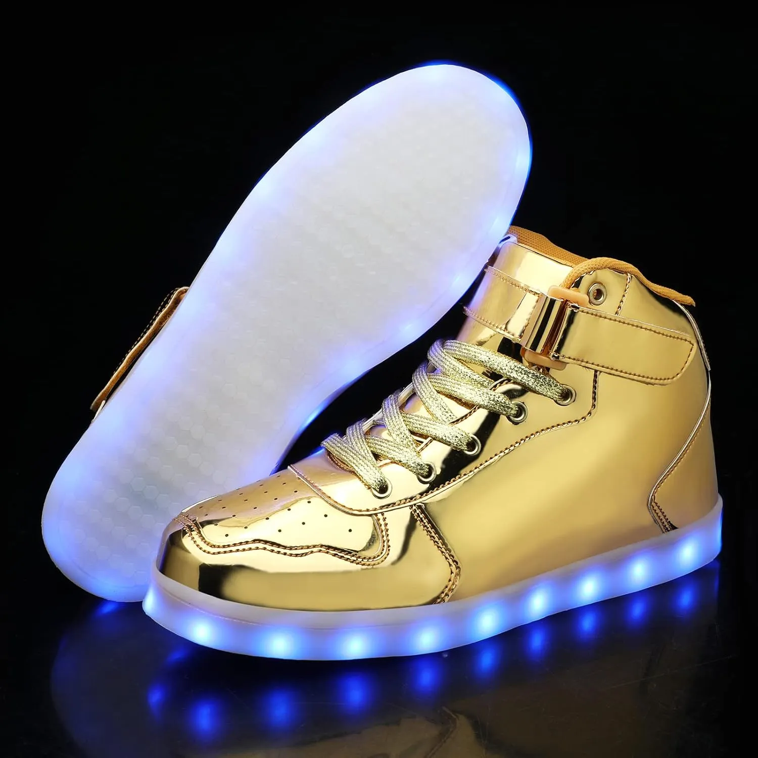 Wooowyet Kids LED Sneakers for Boys Hook&Loop Low Light Up Shoes LED Girls USB Recharging