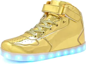 Wooowyet Kids LED Sneakers for Boys Hook&Loop Low Light Up Shoes LED Girls USB Recharging