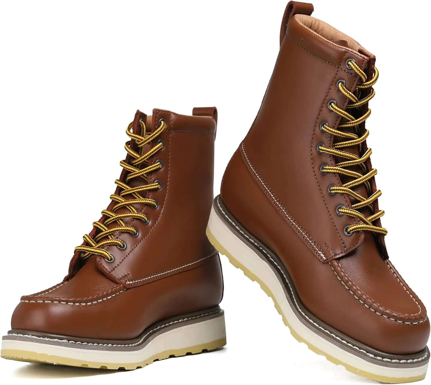 Work Boots for Men, 6" & 8" SureTrack Soft Toe Slip Resistant Moc Toe Mens Work Boots 84994/86994