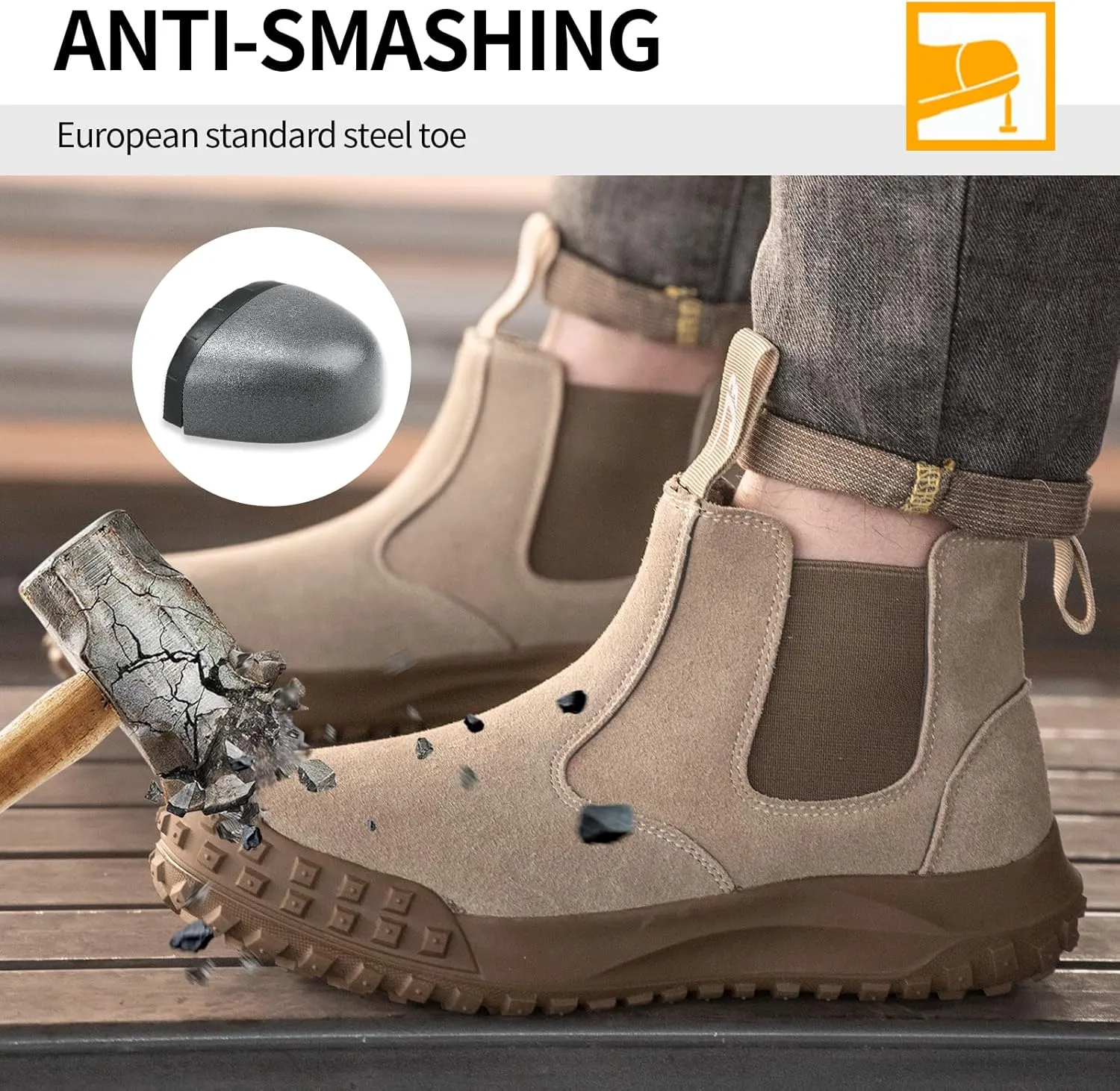 Work Boots for Men Slip On Welding Boots for Men Indestructible Steel Toe Boots Men's Steel Toe Shoes Fireproof Safety Toe Shoes Construction Boots for Welder Men's Work Shoes.