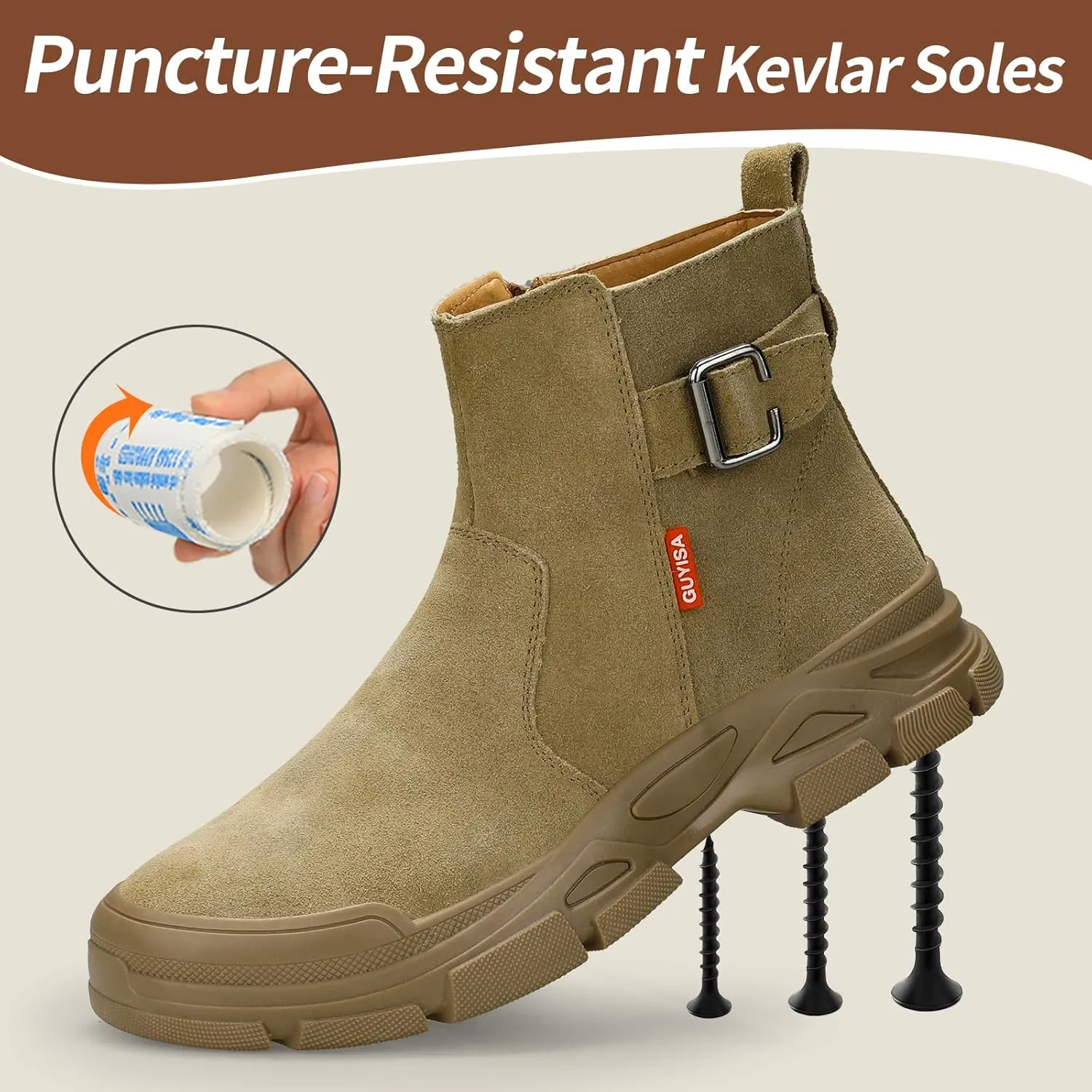 Work Boots for Men Slip On Welding Boots for Men Indestructible Steel Toe Boots Men's Steel Toe Shoes Fireproof Safety Toe Shoes Construction Boots for Welder Men's Work Shoes.