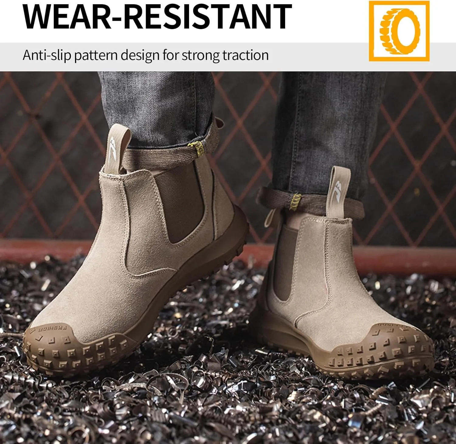 Work Boots for Men Slip On Welding Boots for Men Indestructible Steel Toe Boots Men's Steel Toe Shoes Fireproof Safety Toe Shoes Construction Boots for Welder Men's Work Shoes.