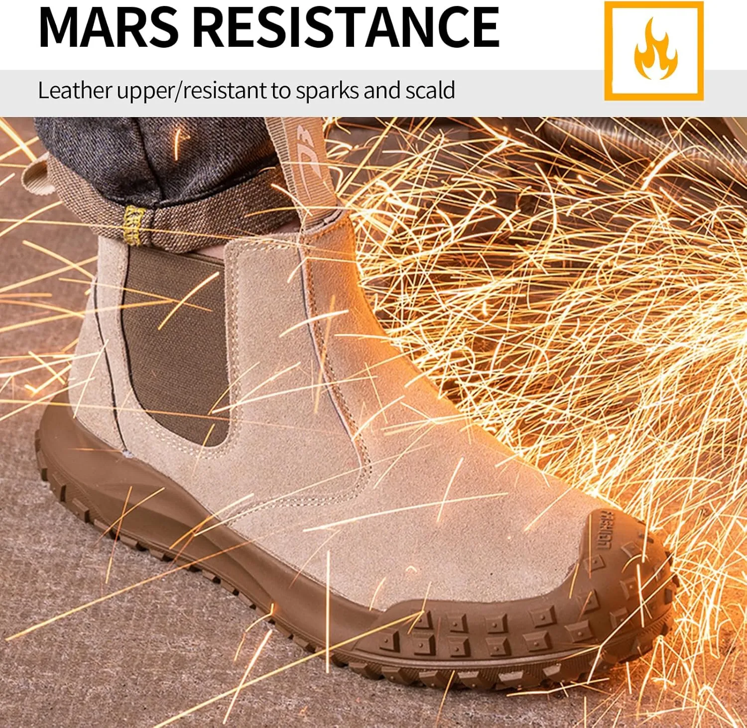 Work Boots for Men Slip On Welding Boots for Men Indestructible Steel Toe Boots Men's Steel Toe Shoes Fireproof Safety Toe Shoes Construction Boots for Welder Men's Work Shoes.