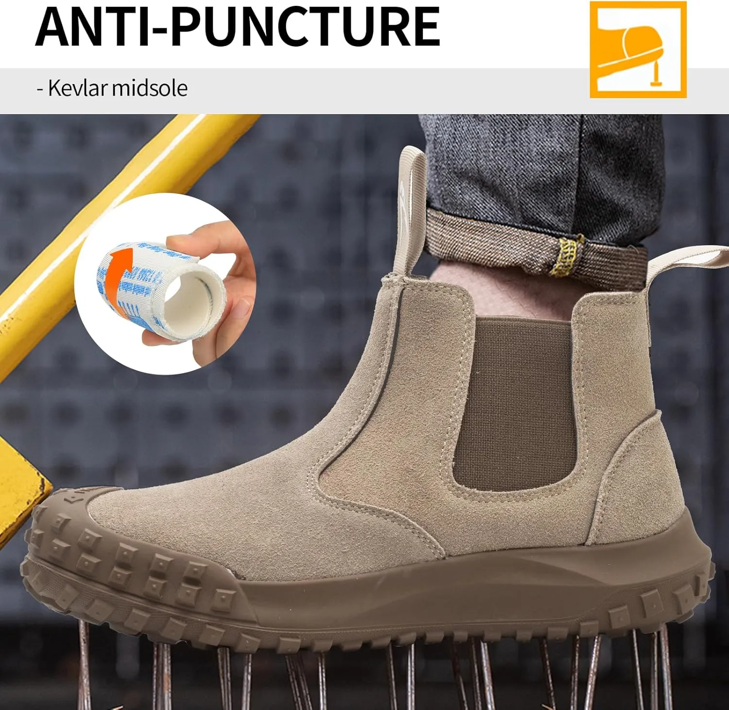 Work Boots for Men Slip On Welding Boots for Men Indestructible Steel Toe Boots Men's Steel Toe Shoes Fireproof Safety Toe Shoes Construction Boots for Welder Men's Work Shoes.