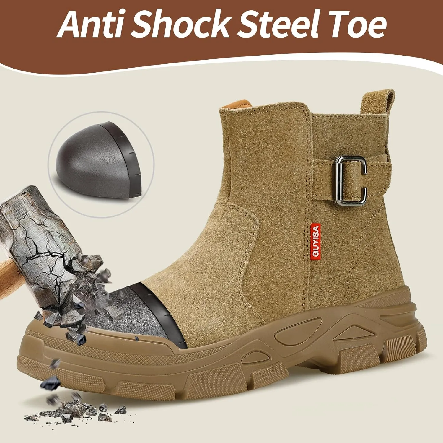 Work Boots for Men Slip On Welding Boots for Men Indestructible Steel Toe Boots Men's Steel Toe Shoes Fireproof Safety Toe Shoes Construction Boots for Welder Men's Work Shoes.