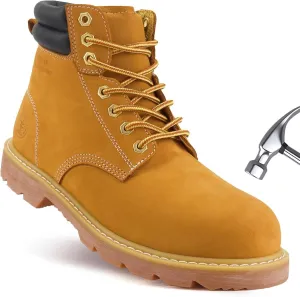 Work Boots For Men Steel/Soft Toe Non Slip Rubber Sole Resistant Utility Oil Mens Industrial Construction Boots