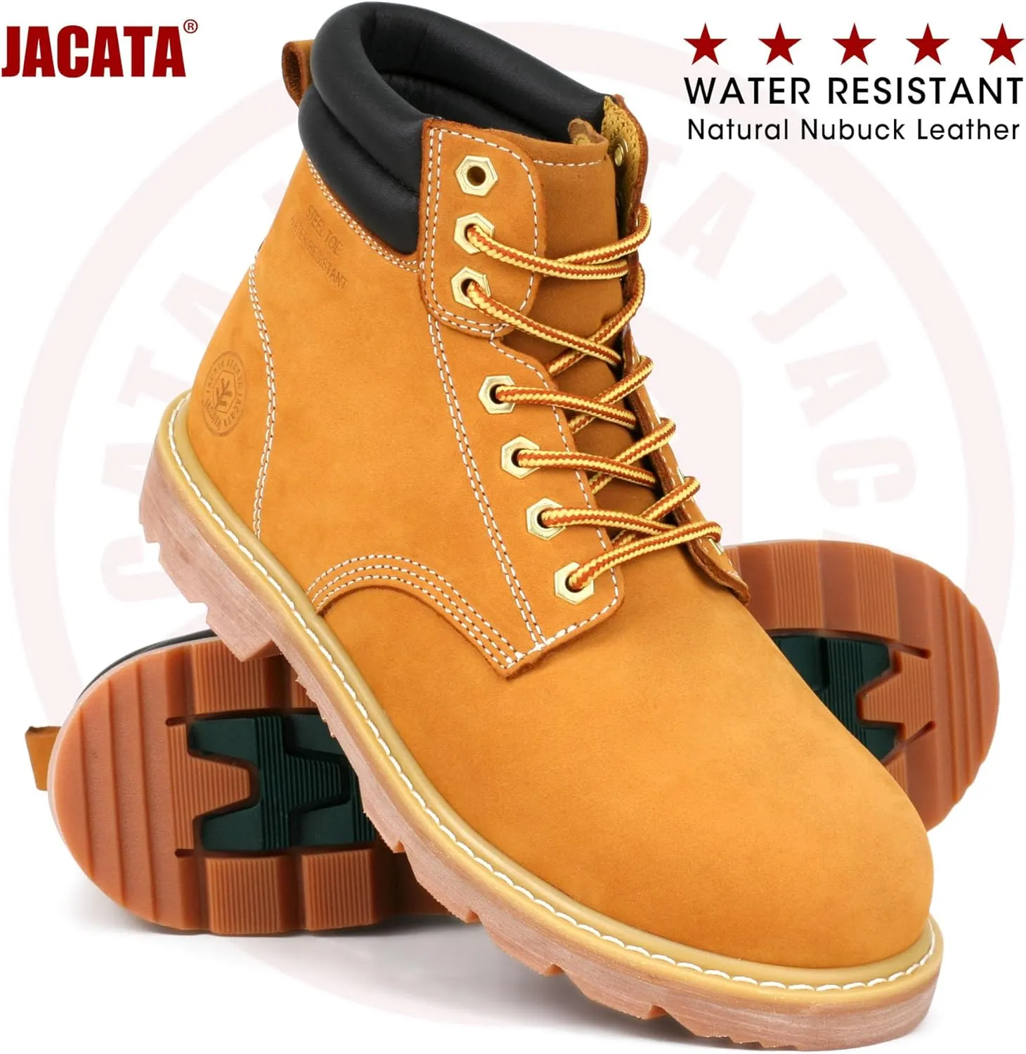 Work Boots For Men Steel/Soft Toe Non Slip Rubber Sole Resistant Utility Oil Mens Industrial Construction Boots