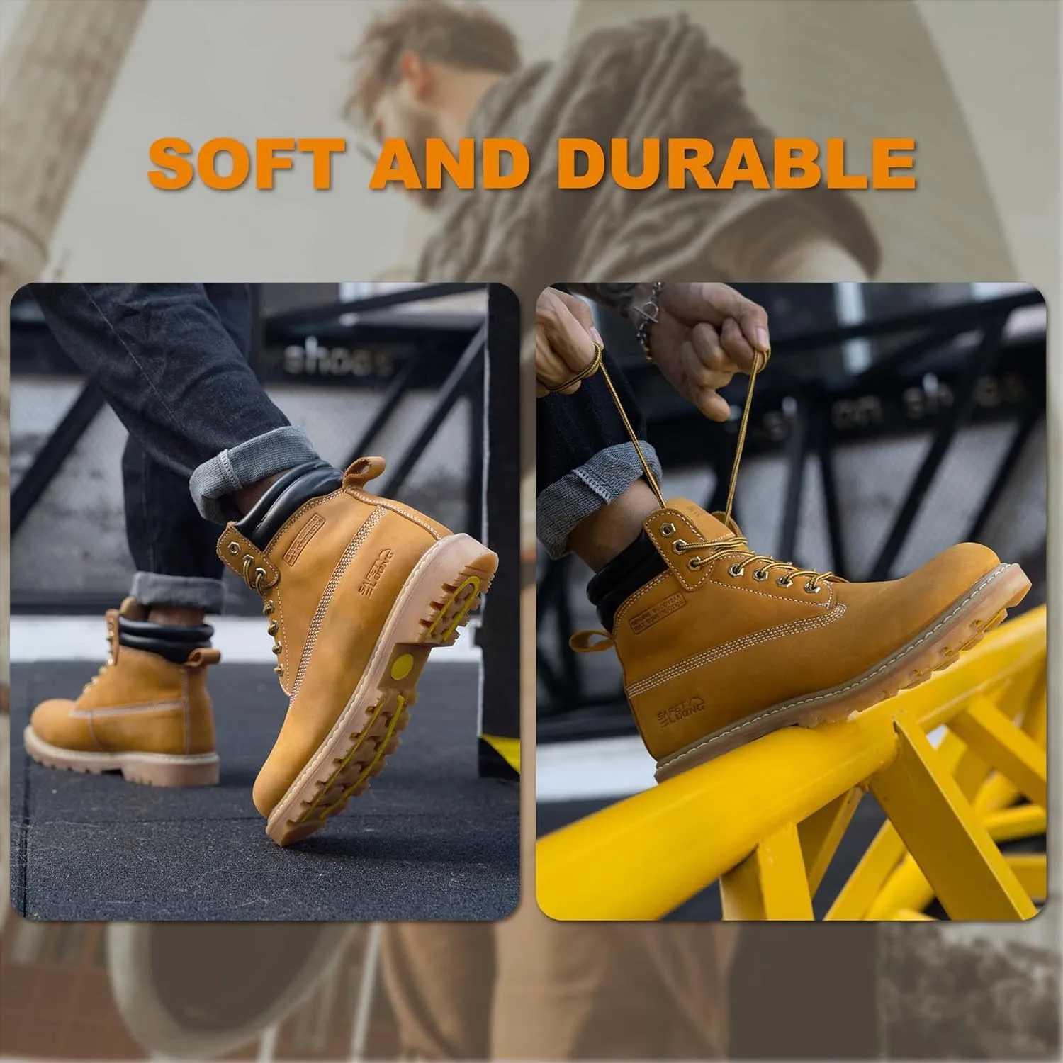 Work Boots for Men Waterproof Soft Toe Non Slip Comfortable Workboots