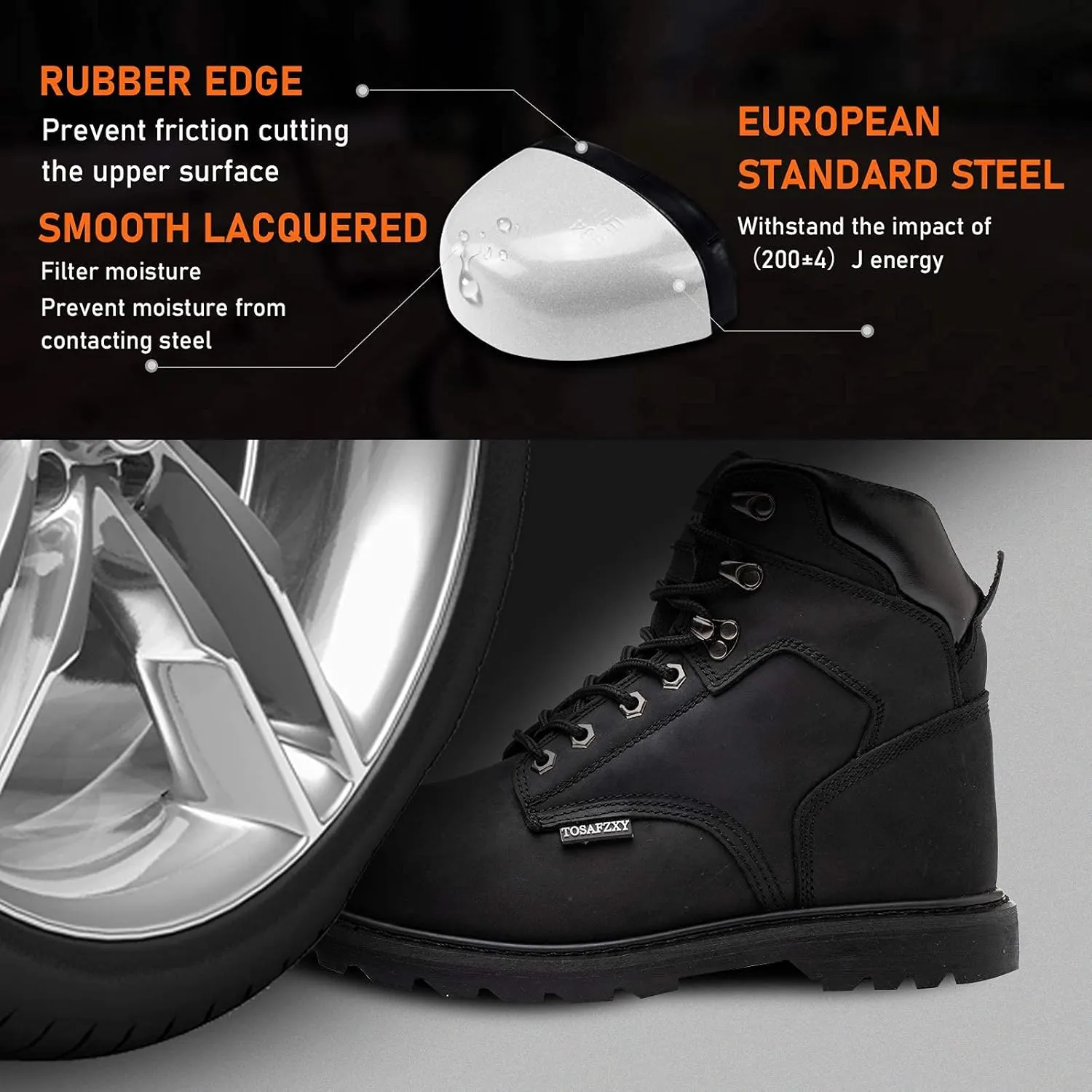 Work Safety Boots for Men Durable Crazy-Horse Leather Indestructible Steel Toe Waterproof and Non-Slip Better Warmth Men Work Shoes