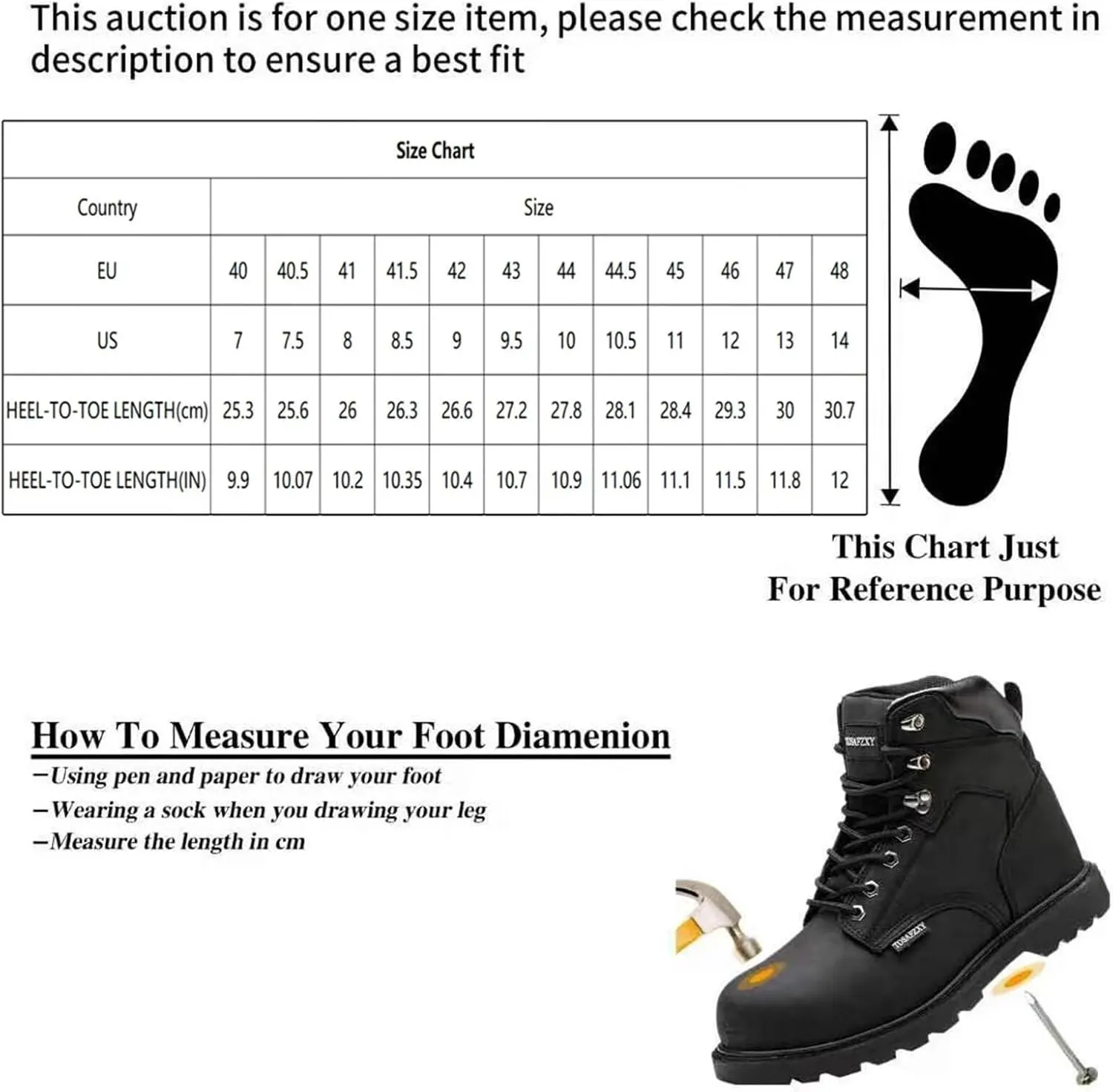 Work Safety Boots for Men Durable Crazy-Horse Leather Indestructible Steel Toe Waterproof and Non-Slip Better Warmth Men Work Shoes