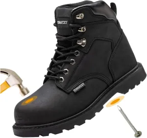 Work Safety Boots for Men Durable Crazy-Horse Leather Indestructible Steel Toe Waterproof and Non-Slip Better Warmth Men Work Shoes