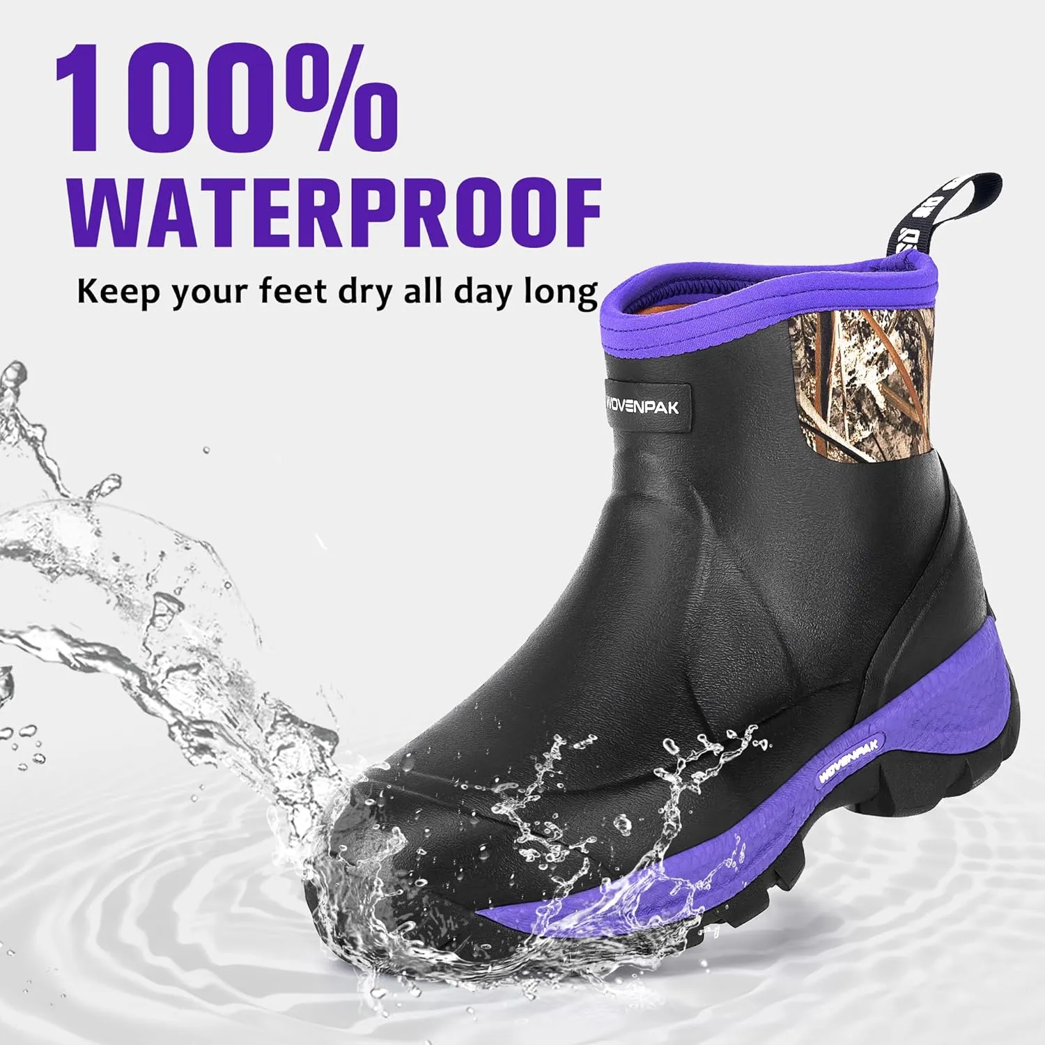 WOVENPAK Ankle Boots for Women, Rubber Rain Boots Waterproof Women, Ankle Garden Mud Boots Shoes, Rubber Boots for Women Insulated Lightweight Short Boots for Outdoor, Garden, Yard Work, Size 6-11