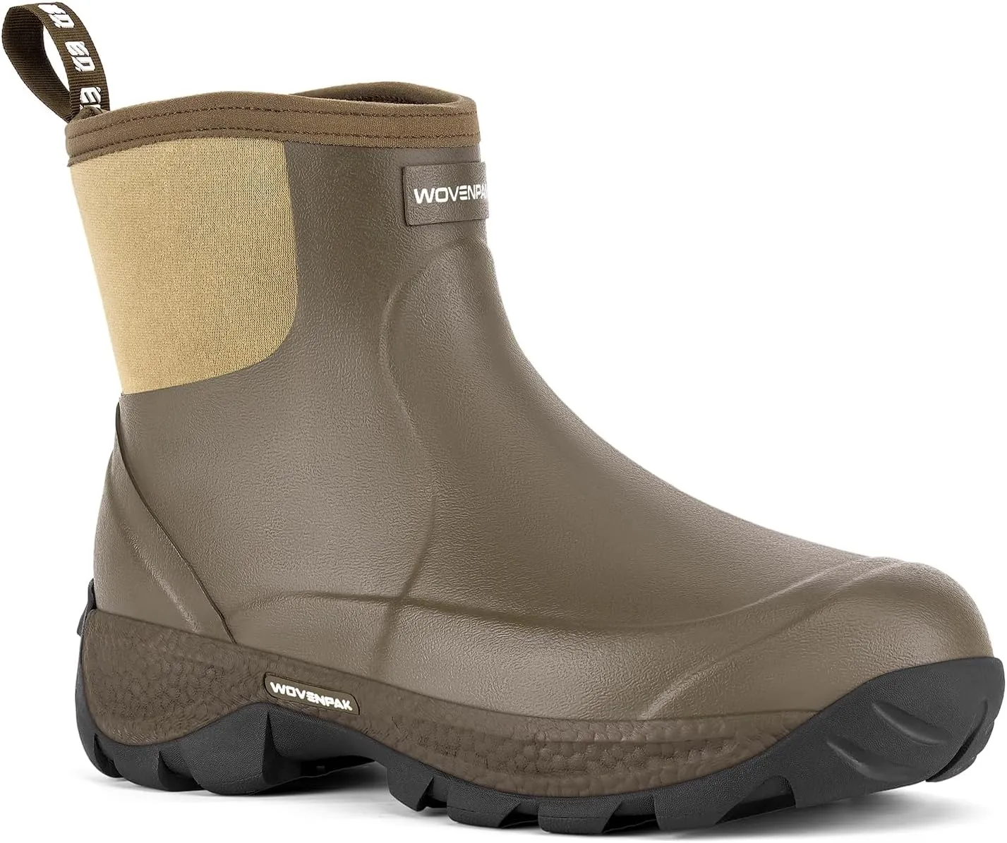 WOVENPAK Rubber Boots for Men, Waterproof Ankle Rain Boots Men, Insulated Work Shoes Outdoor Mud Boots for Gardening, Hunting, Farming, Camping and Yard, Size 6-13