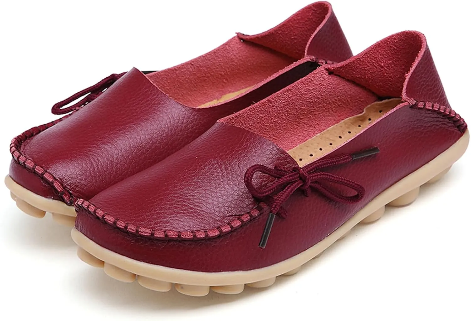 WUIWUIYU Womens Casual Soft Slip-On Lace-up Halloween Costumes Penny Loafers Flats House Slippers Homes Shoes Moccasins
