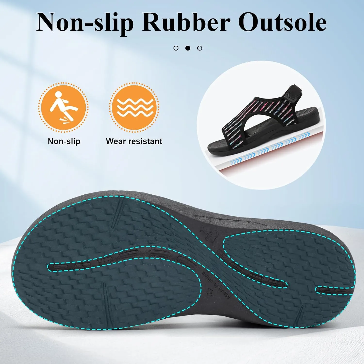 XIHALOOK Womens Orthopedic Walking Sandals with Adjustable Hooks Open Toe Sports Sandals Breathable Knit Summer Shoes