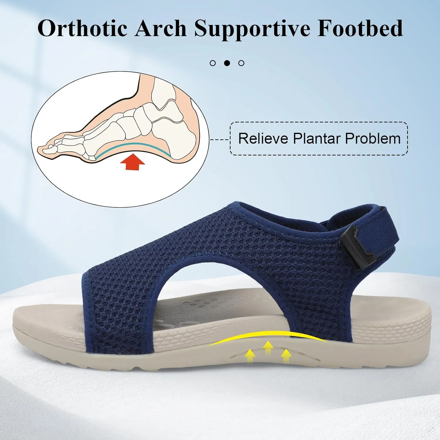 XIHALOOK Womens Orthopedic Walking Sandals with Adjustable Hooks Open Toe Sports Sandals Breathable Knit Summer Shoes