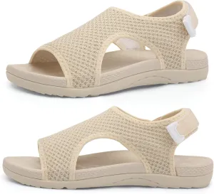 XIHALOOK Womens Orthopedic Walking Sandals with Adjustable Hooks Open Toe Sports Sandals Breathable Knit Summer Shoes