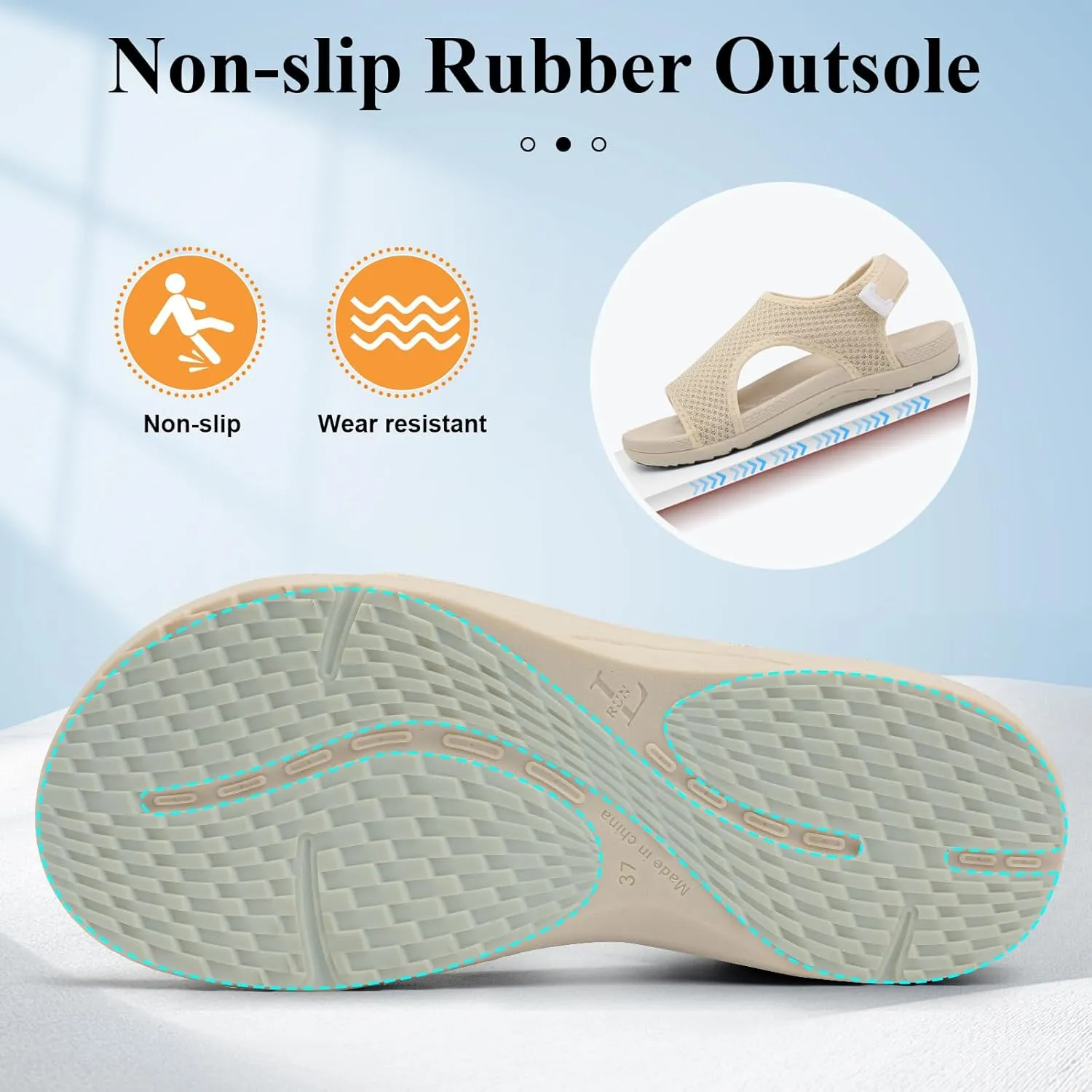XIHALOOK Womens Orthopedic Walking Sandals with Adjustable Hooks Open Toe Sports Sandals Breathable Knit Summer Shoes