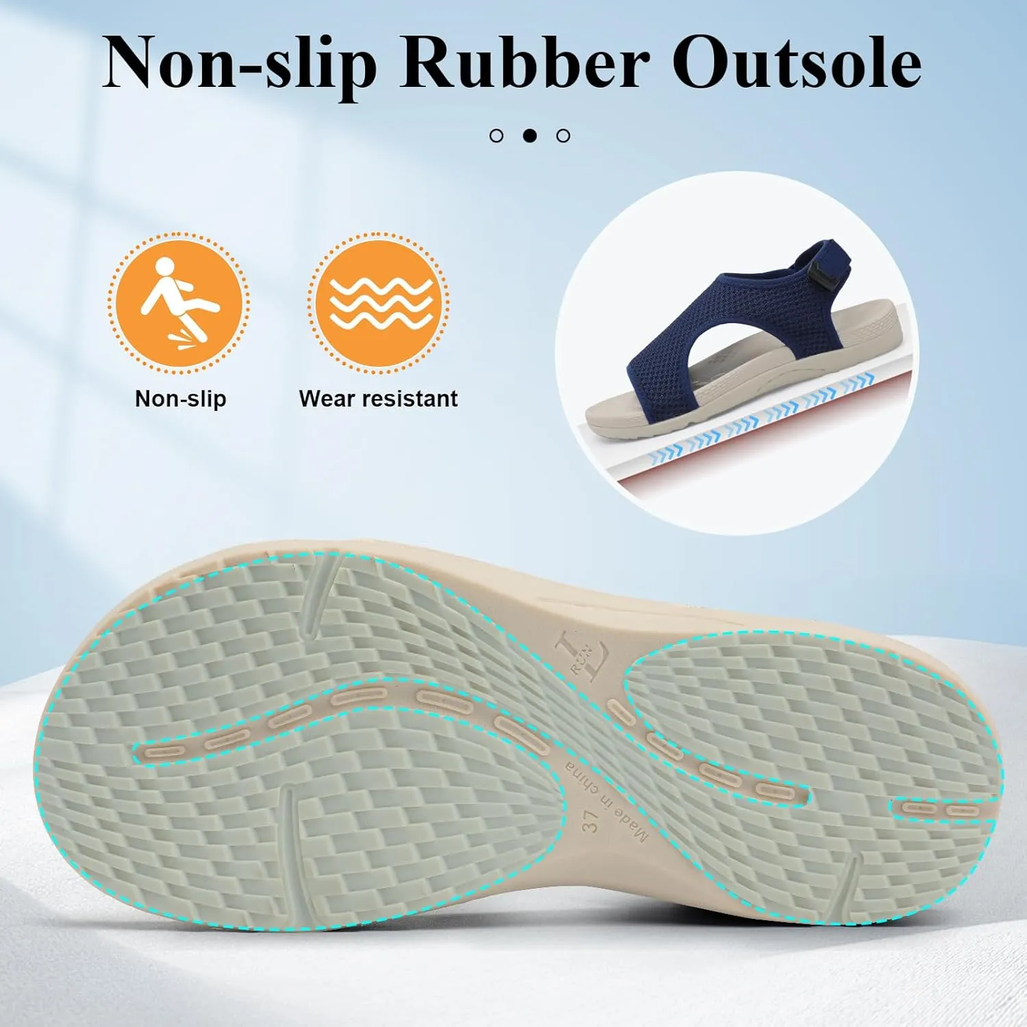 XIHALOOK Womens Orthopedic Walking Sandals with Adjustable Hooks Open Toe Sports Sandals Breathable Knit Summer Shoes