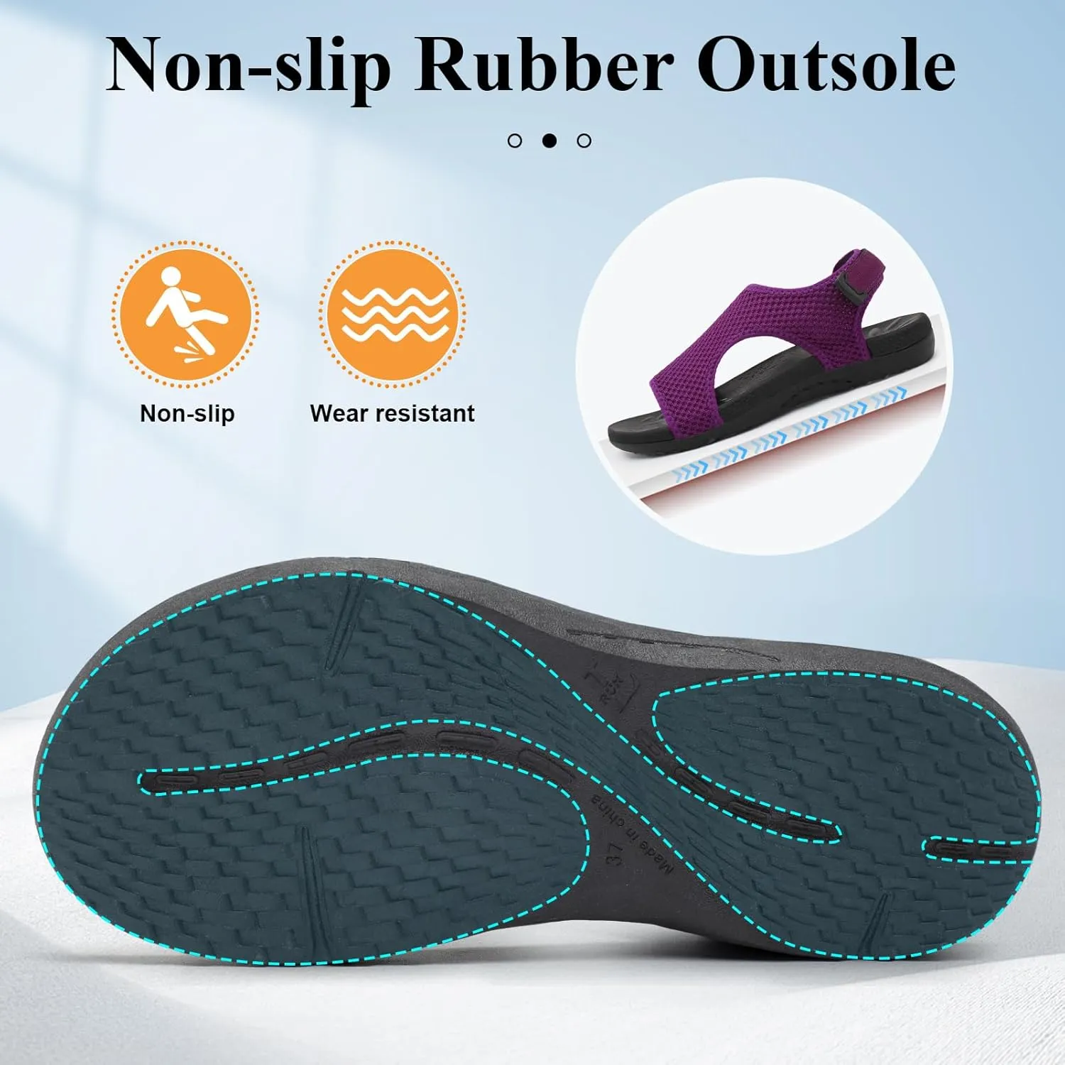 XIHALOOK Womens Orthopedic Walking Sandals with Adjustable Hooks Open Toe Sports Sandals Breathable Knit Summer Shoes