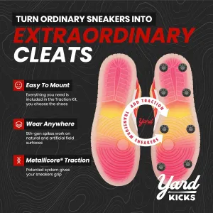 Yardkicks Traction Kit: DIY Baseball Softball Cleats for Your Shoes - Transform Sneakers into Custom Cleats - Unisex Spikes - 20 Studs - Ideal Gift for Ball Players & Kids to Boost Field Traction