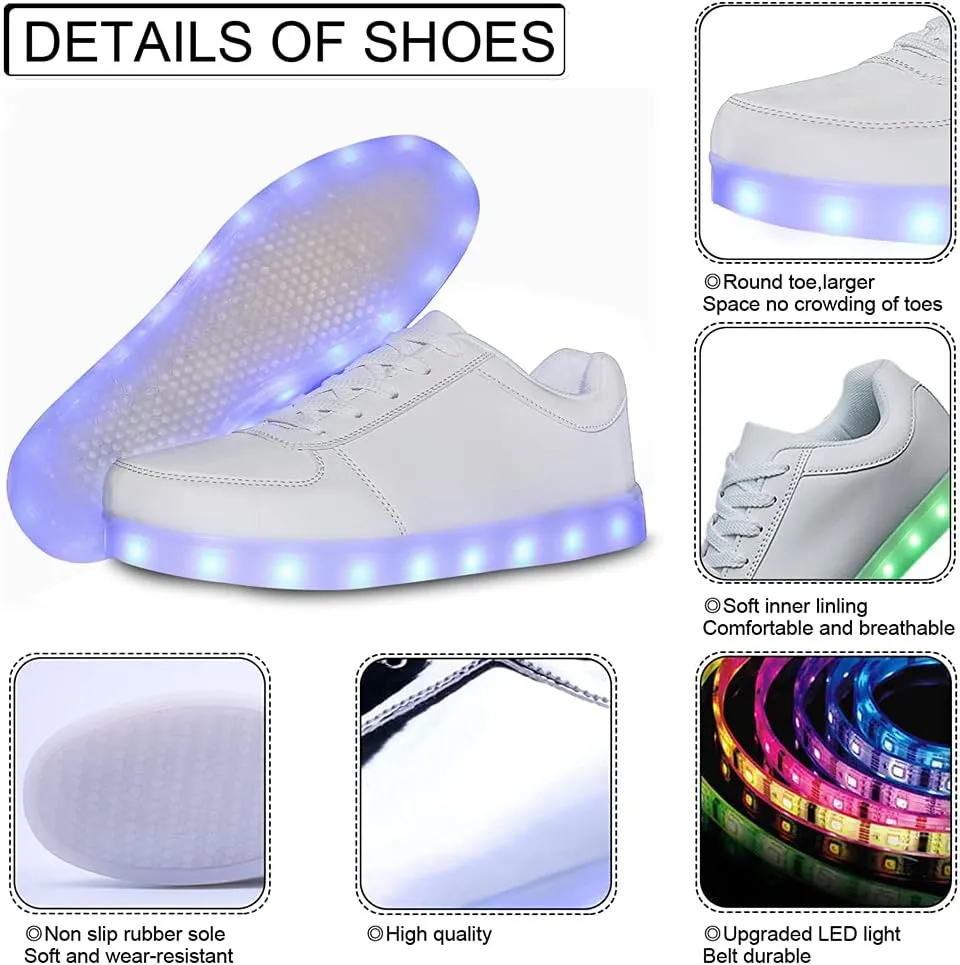 YuanRoad Unisex LED Light Up Shoes with USB Charging Glowing Luminous LED Sneakers