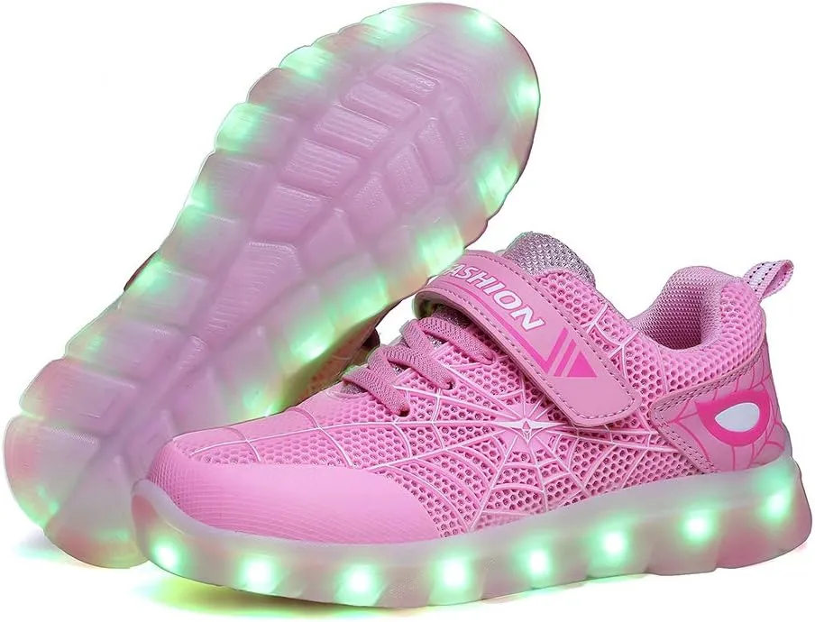 YUNICUS Kids Light Up Shoes Led Flash Sneakers with Spider Upper USB Charge for Boys Girls Toddles Best Gift for Birthday Thanksgiving Christmas Day