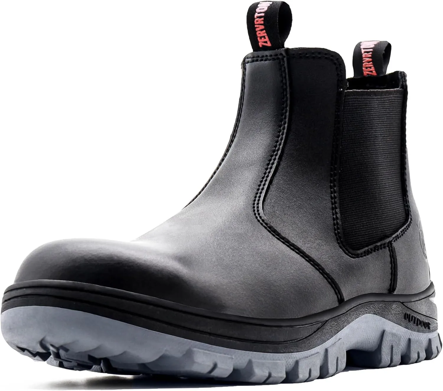 ZERVRTON Steel Toe Work Boots for Men,Slip-on Work Boots,Men's Industrial & Construction Shoes,Waterpoof Safety boots,Non-slip,Comfortable,Lightweight
