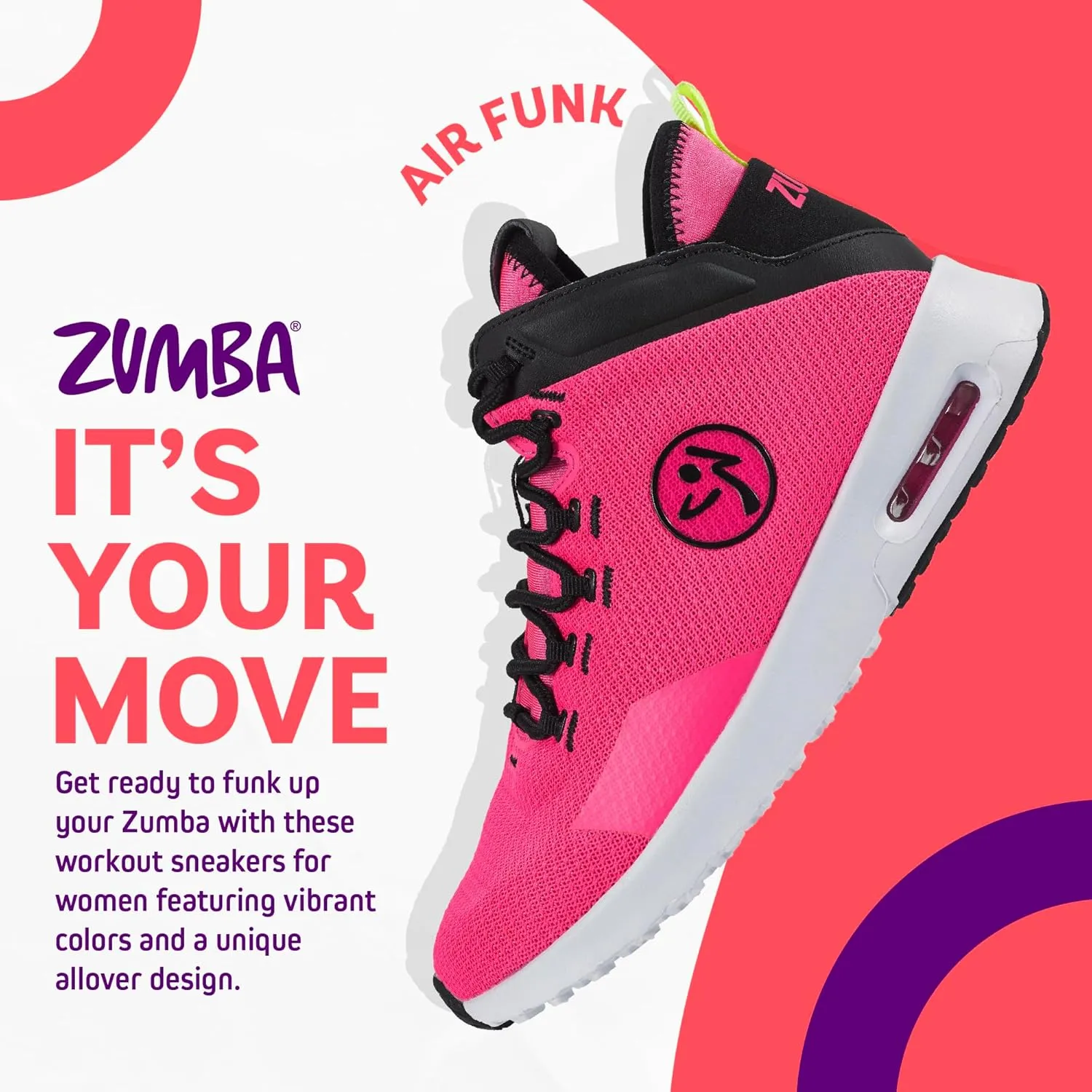 ZUMBA Air Funk Women’s Dance Shoes, Mid-Top Fitness Sneakers