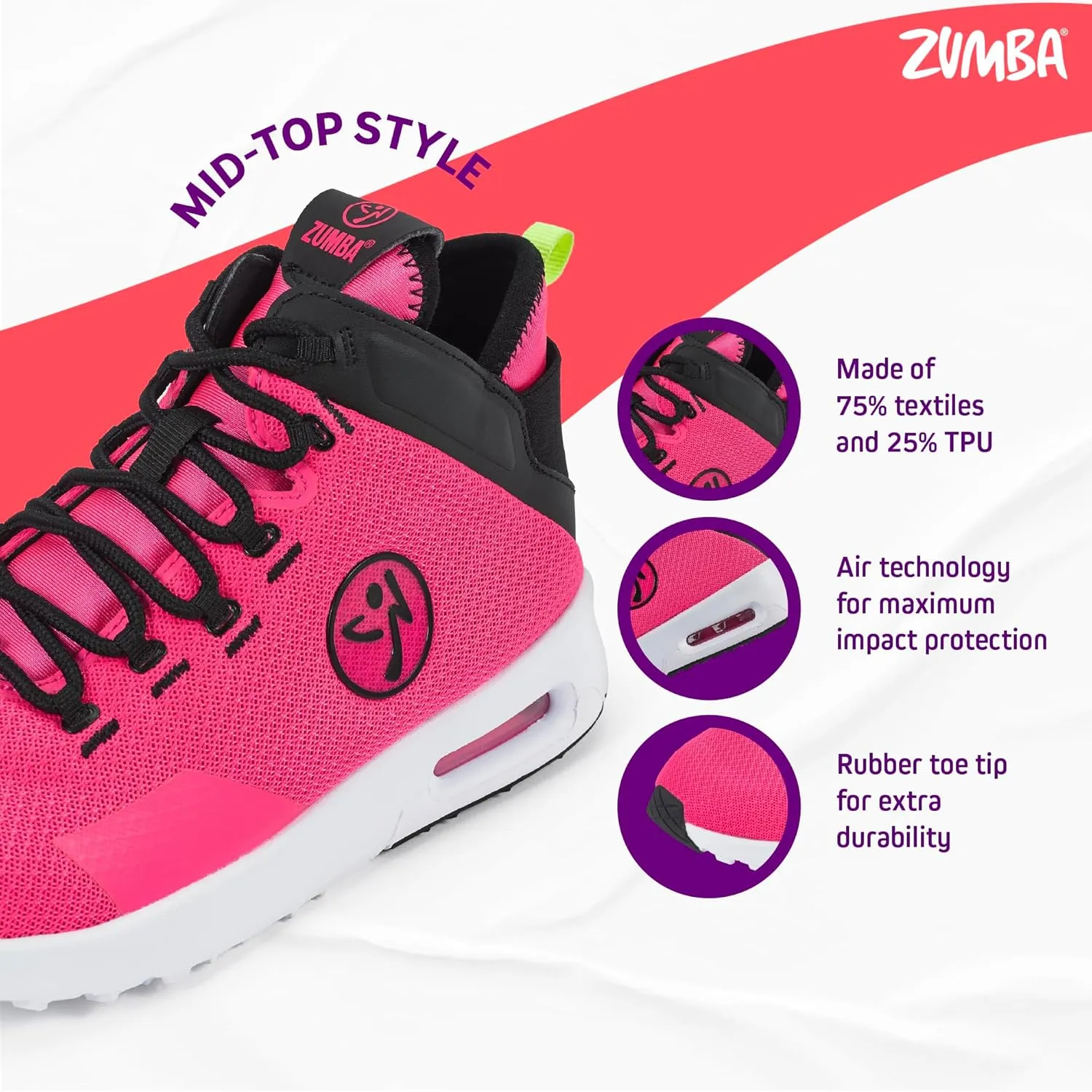 ZUMBA Air Funk Women’s Dance Shoes, Mid-Top Fitness Sneakers