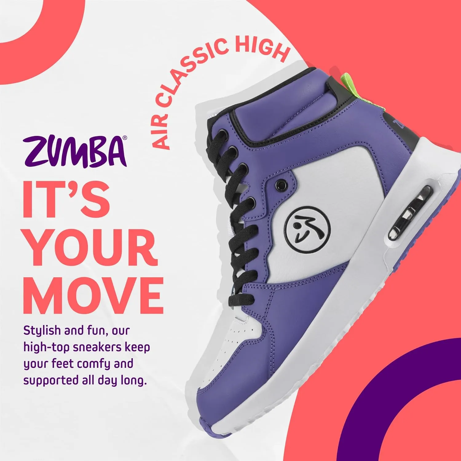 ZUMBA Sneakers High-Top Dance Shoes for Women Air Classic