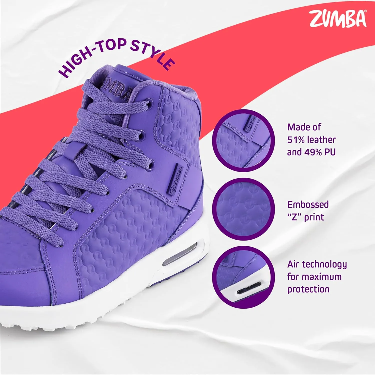 ZUMBA Street Boss Comfy High Top Gym Shoes Active Dance Workout Shoes for Women