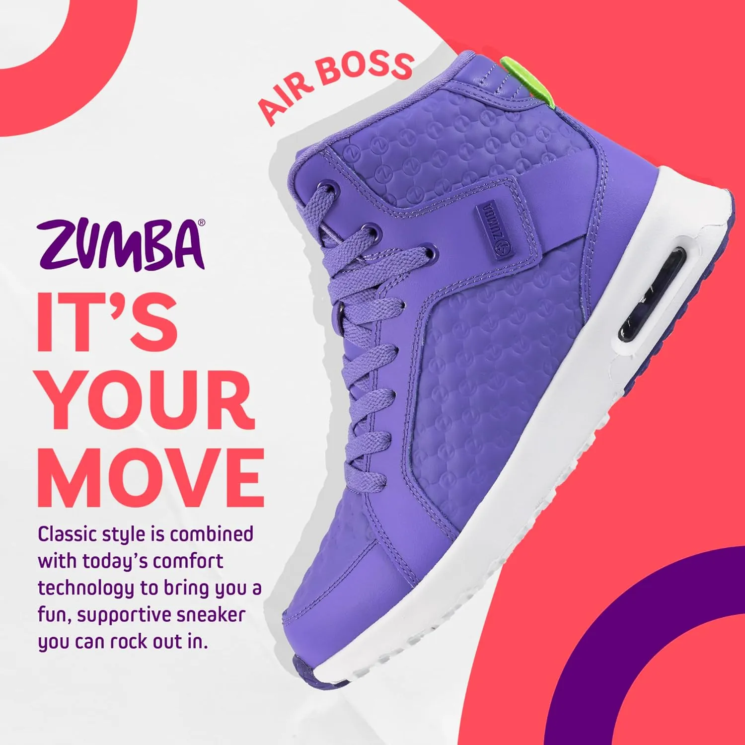 ZUMBA Street Boss Comfy High Top Gym Shoes Active Dance Workout Shoes for Women
