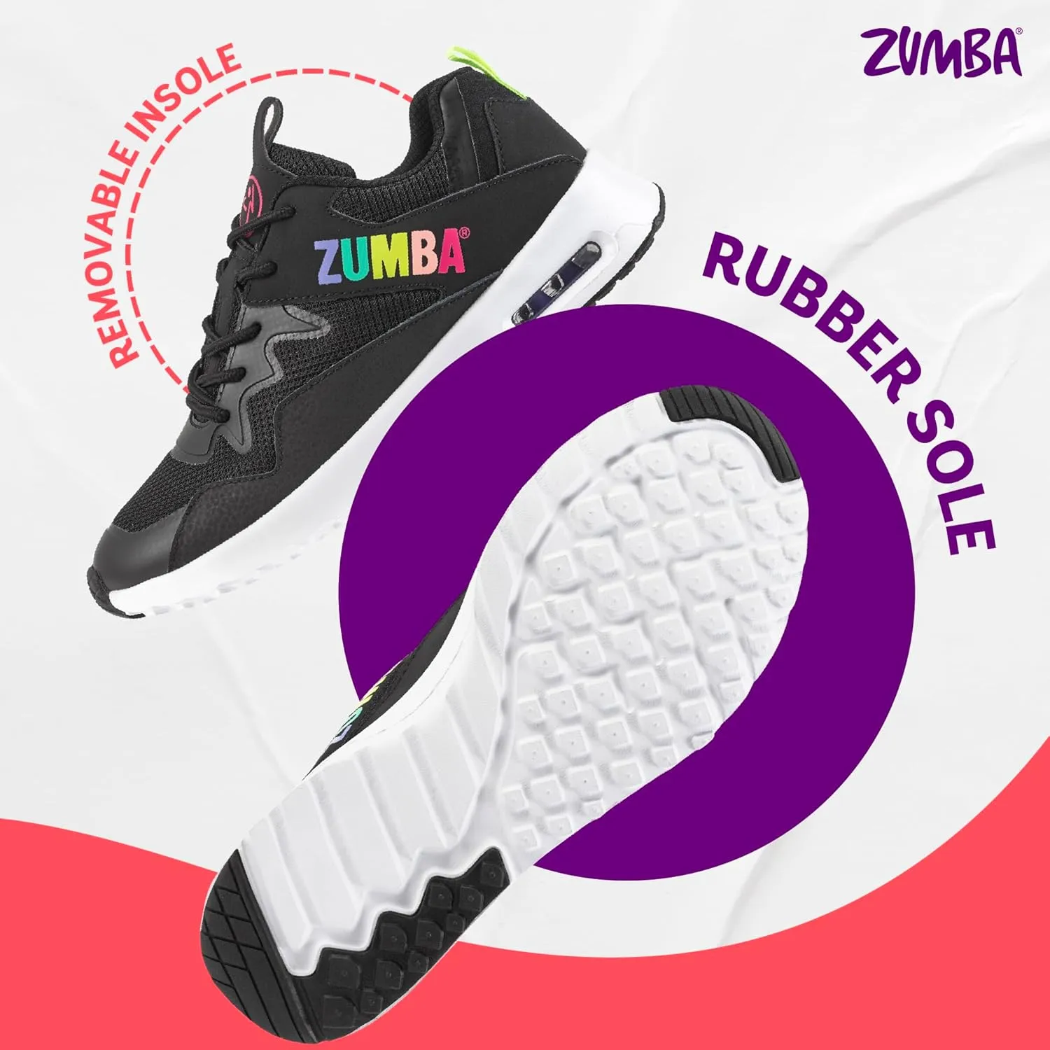 ZUMBA Women's Air Classic Sneakers, Nonslip Low-Top Dance Sneakers